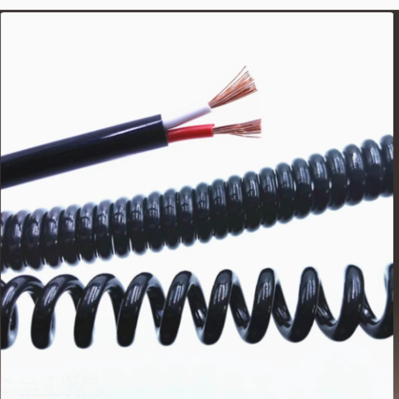 Suitable for Spring Wire 2  3  4 Cores Telescopic Spiral Cable National Standard Copper Core  Black High Elastic Power Cord