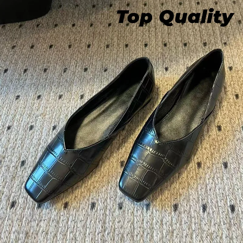 Women's classic solid color square toe ballet shoes women's simple flat shoes fashionable professional and versatile