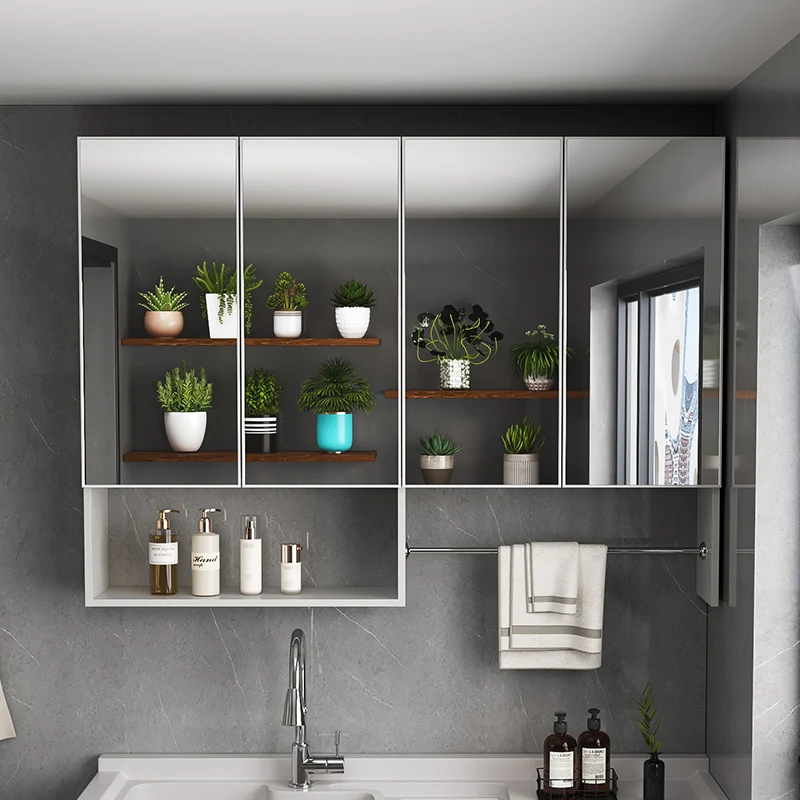 

Balcony Space Aluminum Hanging Cabinet Mirror Mirror Locker Combination Wall Wall Cabinet Bathroom Wall-mounted