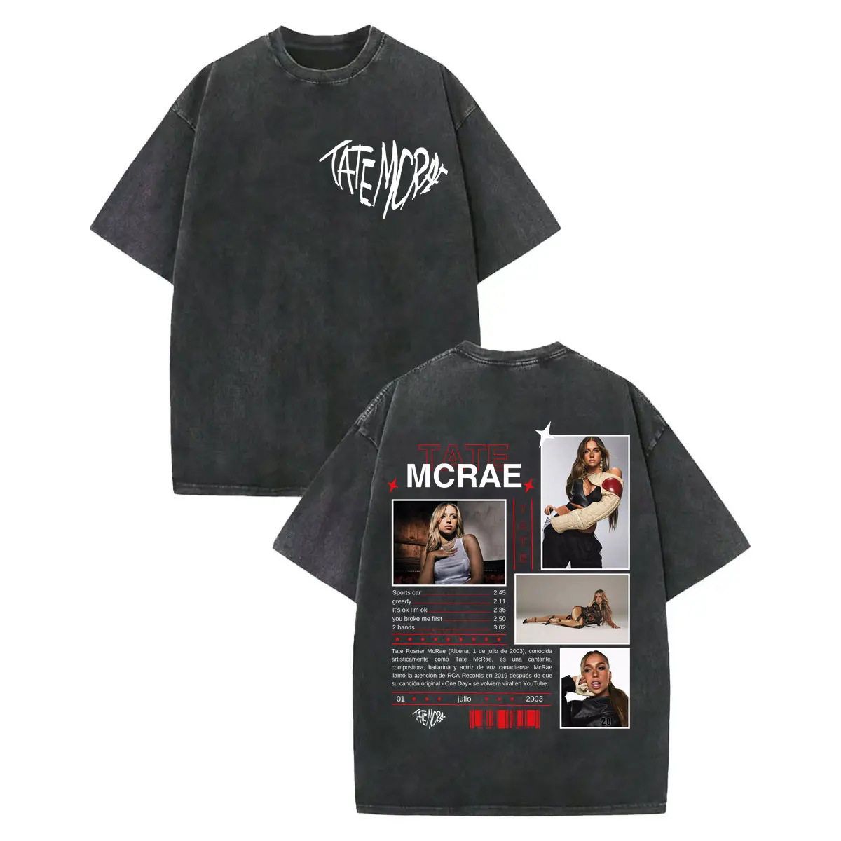 Tate McRae Miss Possessive World Tour Graphic T-shirts 2026 Summer New Men Women Cotton Washed T-shirt Y2K Street Wear Y2K