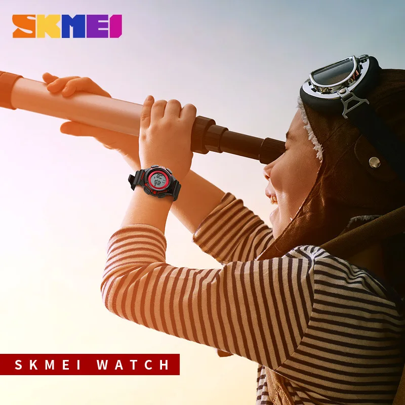 Skmei Colorful LED Light Sports Waterproof Simple Children Gift Watch Double Ribbon Student Electronic Watch