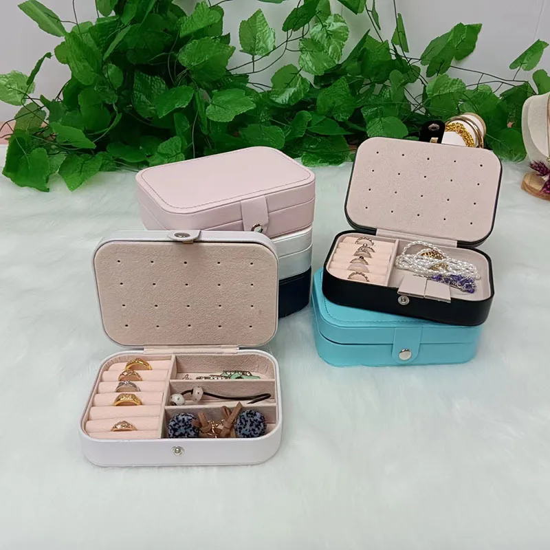 

Portable Jewelry Box Jewelry Organizer Display Travel Jewelry Case Boxes Waterproof Leather Storage Zipper Jewelers