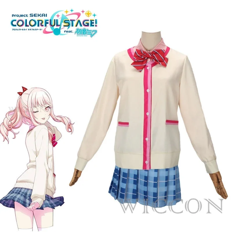 Spiel Anime Projekt Sekai bunte Bühne Akiyama Mizuki Cosplay Kostüm Mädchen täglich Kostüm rosa Perücke täglich Set Karneval Halloween