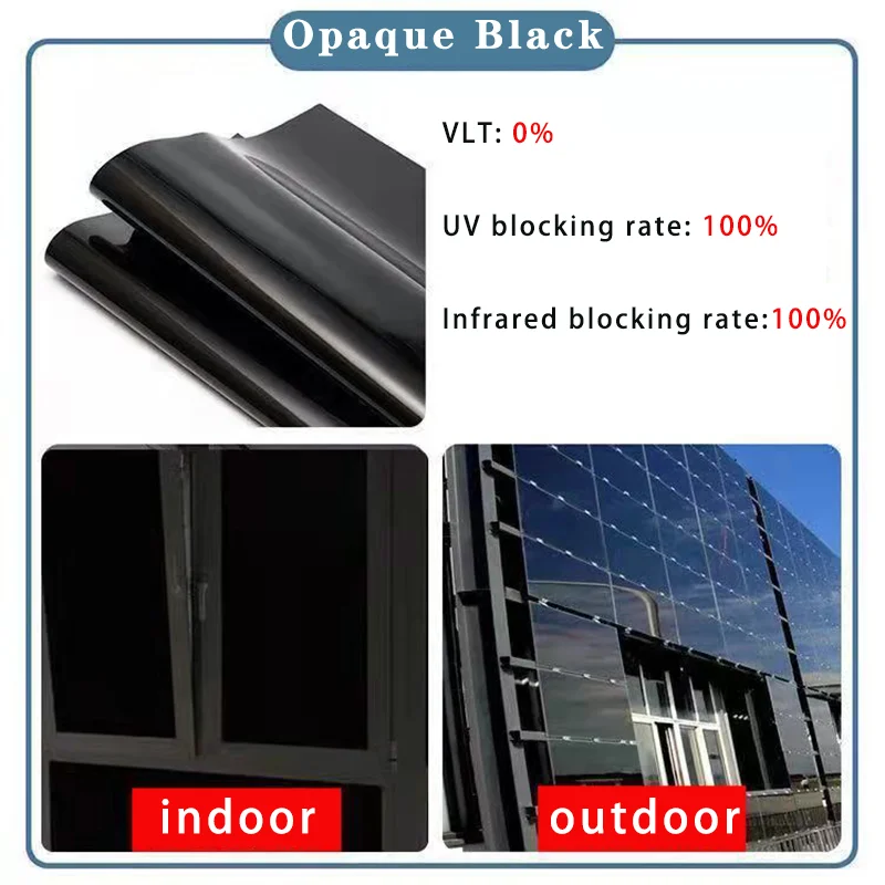 Window Privacy Film Opaque Black Glass Window Film Stickers UV Blocking  Self-Adhesive Blackout 100% Privacy  for Home Office