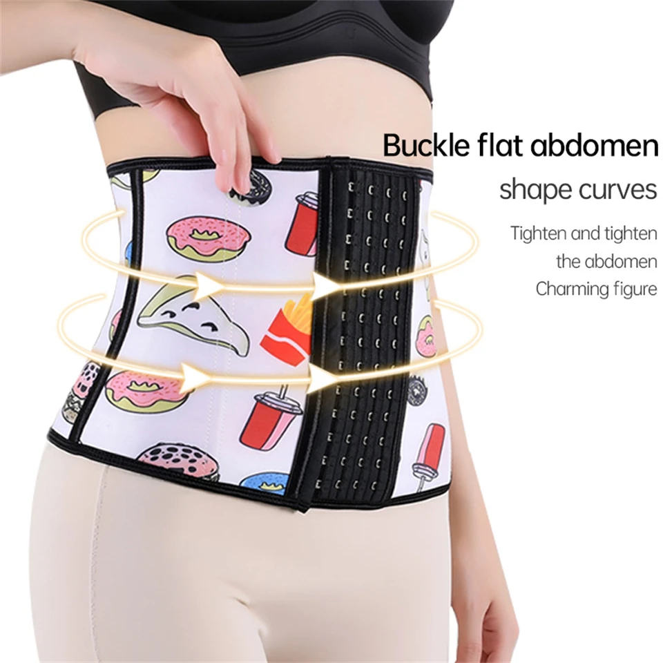 Becirzet Bauch-Kompressionsgürtel für Frauen mit Cartoon-Muster-Dekoration, Schnalle und Bauchgurt, Taillenformer-Gürtel – Detail 4