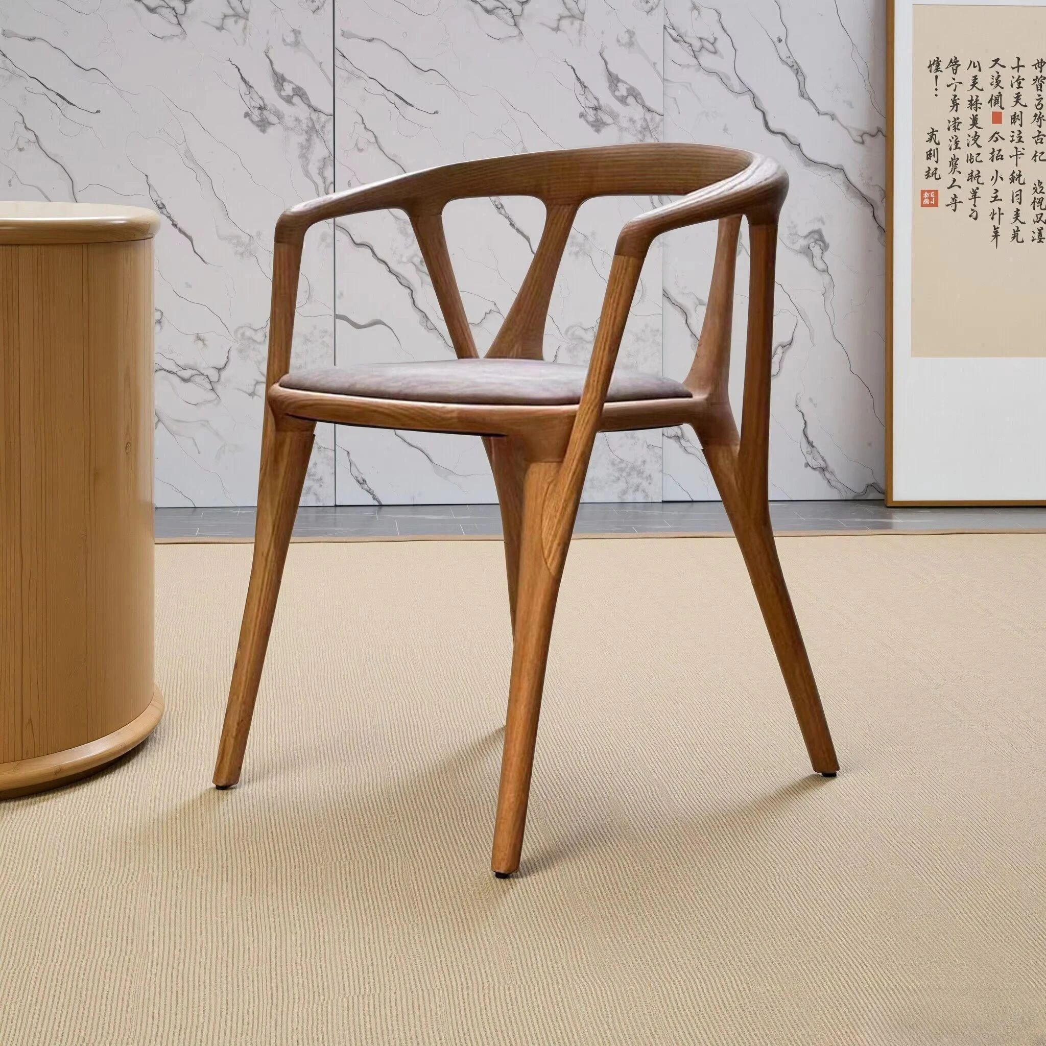#Italian Designer Ash Wood Chairs Luxurious Upscale Dining Chair for Sale High-end Villa Nordic Minimalist Style Dining Chair