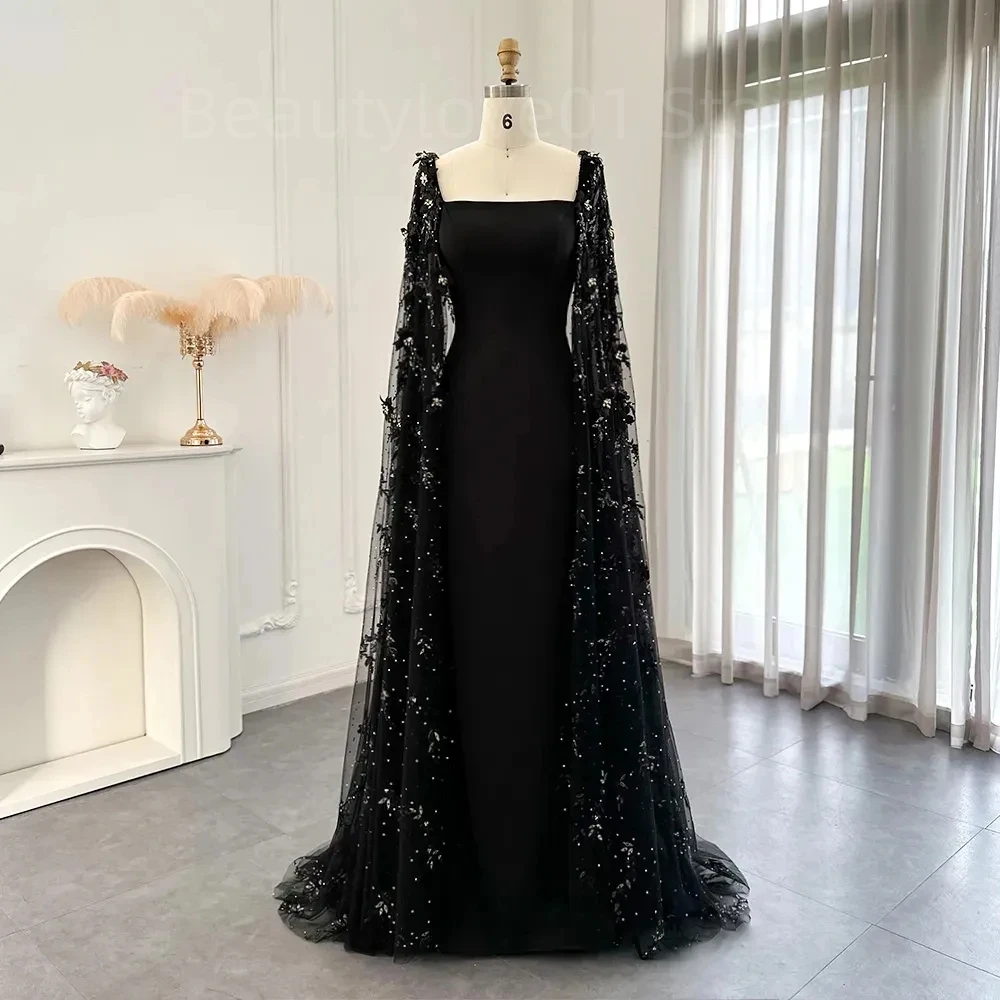 2023 Newest Custom High-end Luxury Flower Black Satin Applique Floor-Length Cocktail Party Prom Homecoming Dress De Soriee