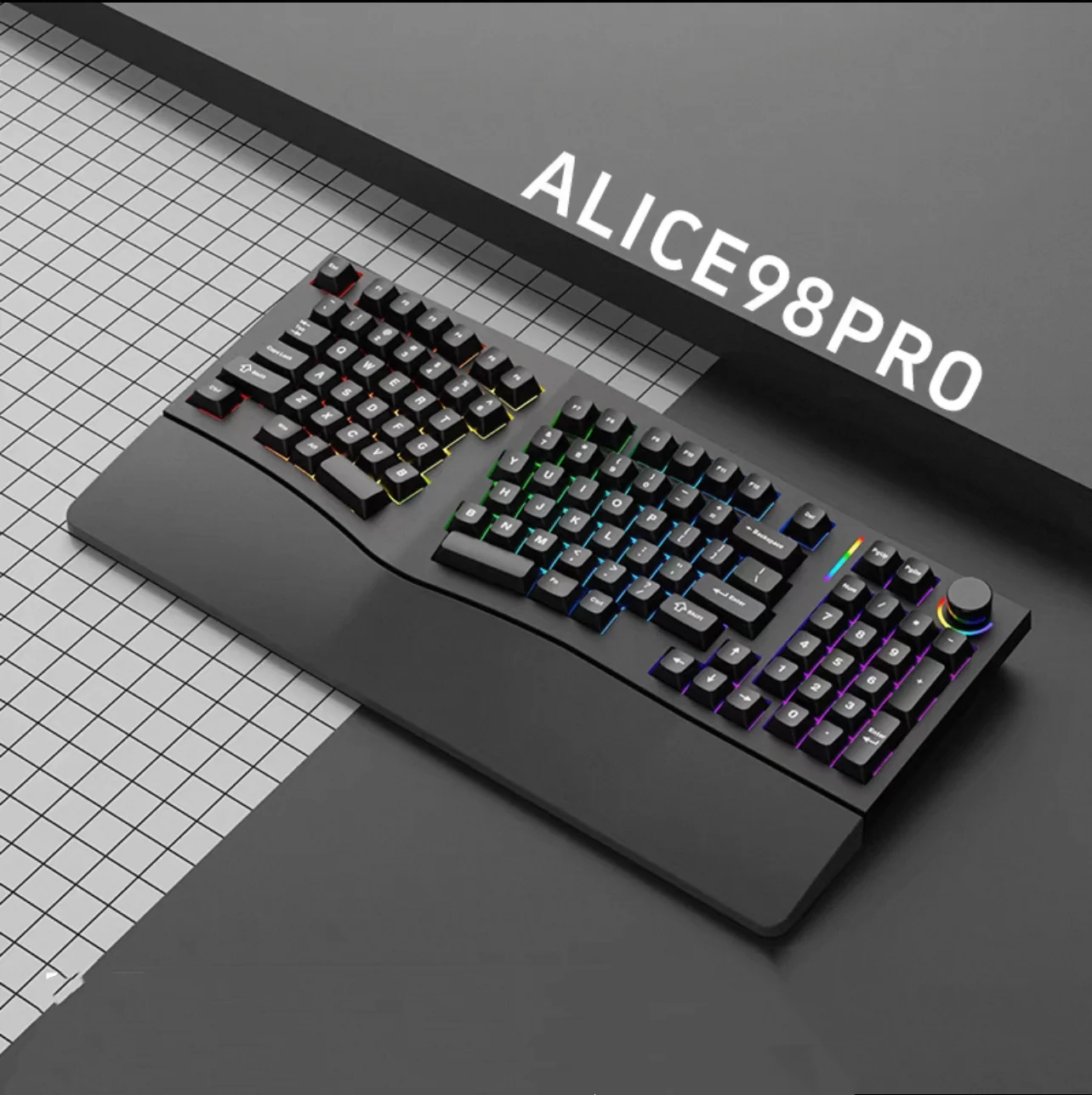 Alice98pro Shaped Ergonomics 3° Slope Full Key Hot Pluggable RGB Lighting Mechanical Keyboard