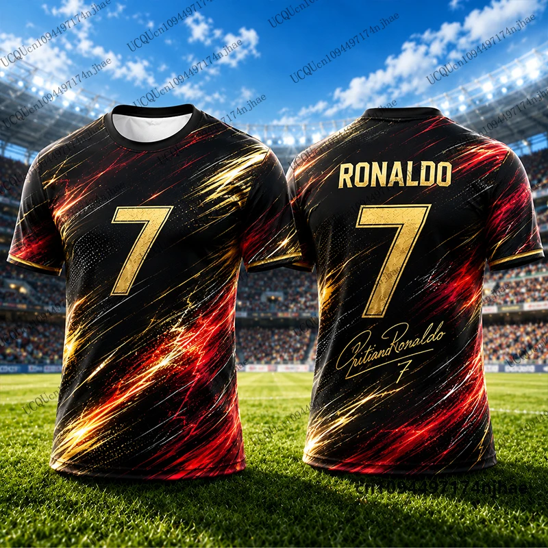Neuer 2027 Spezial Ronaldo # 7 bedruckte Fußballtrikots für Männer und Frauen, T-Shirt, Sommer, schnell trocknend, Sport-T-Shirts, lässige Oberteile für Kinder/Erwachsene – Detail 4