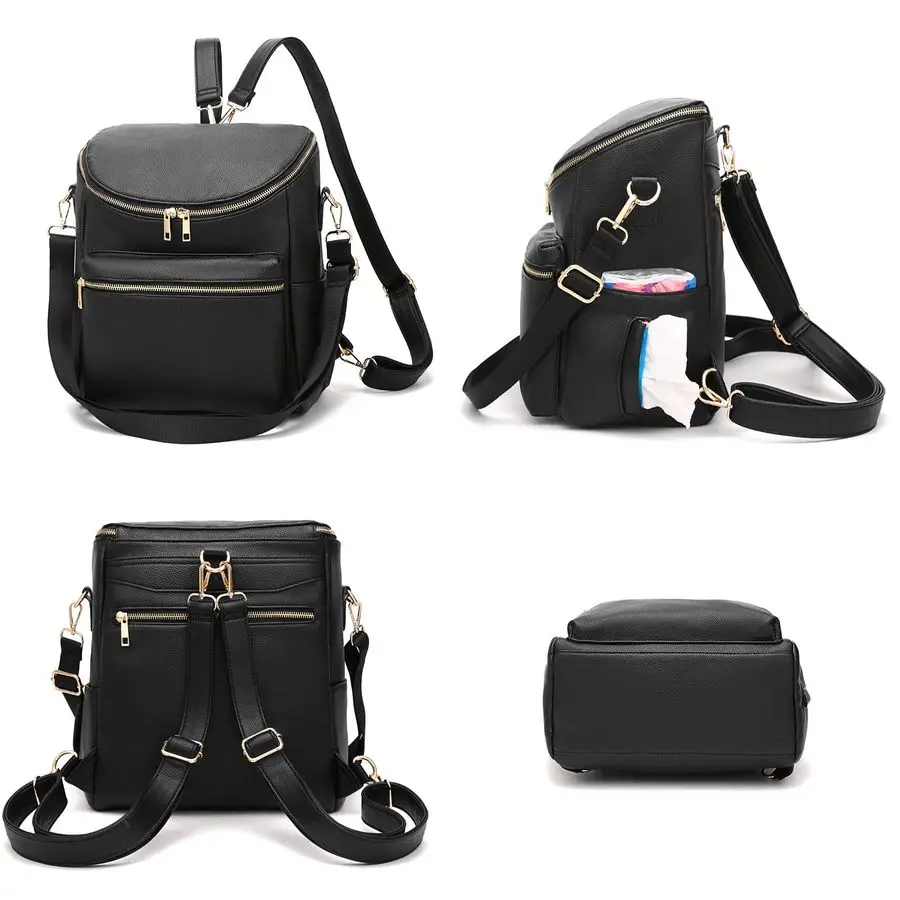 IHAYNER Diaper Bag Backpack Leather Backpack for Women Travel Backpack Baby Bag Large with Troller Straps Capacity for Wet Cloth