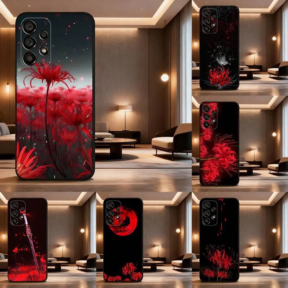 red spider lily Phone Case For Samsung Galaxy A73,31,32,72,41,53,52,71,22,5G,Note,J7,8,9 Soft Black Cover