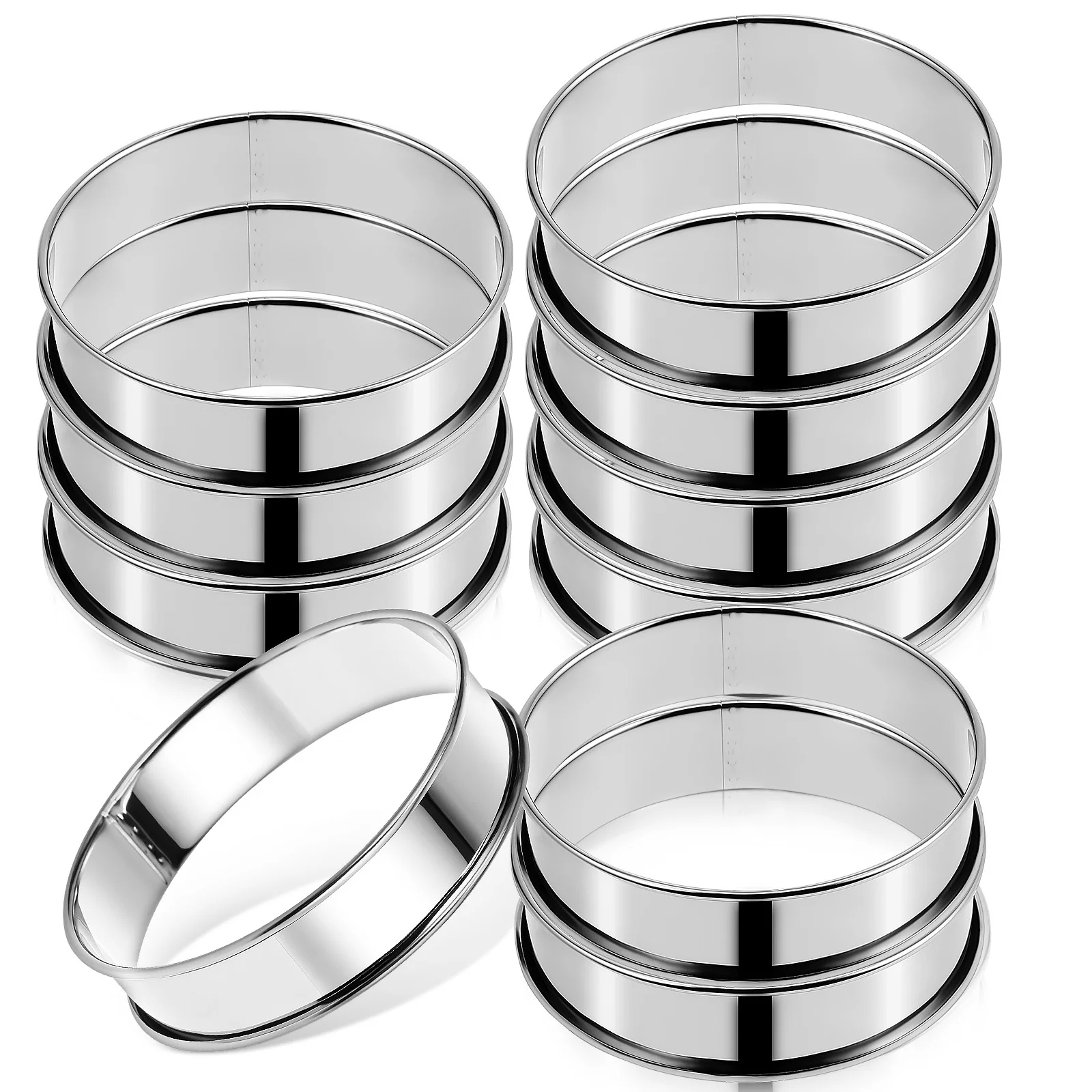 

10Pcs Stainless Steel Baking Rings Non-Stick Round Muffin Crumpet Cookie Tart Egg Rings Kitchen Mold Cooking Tool