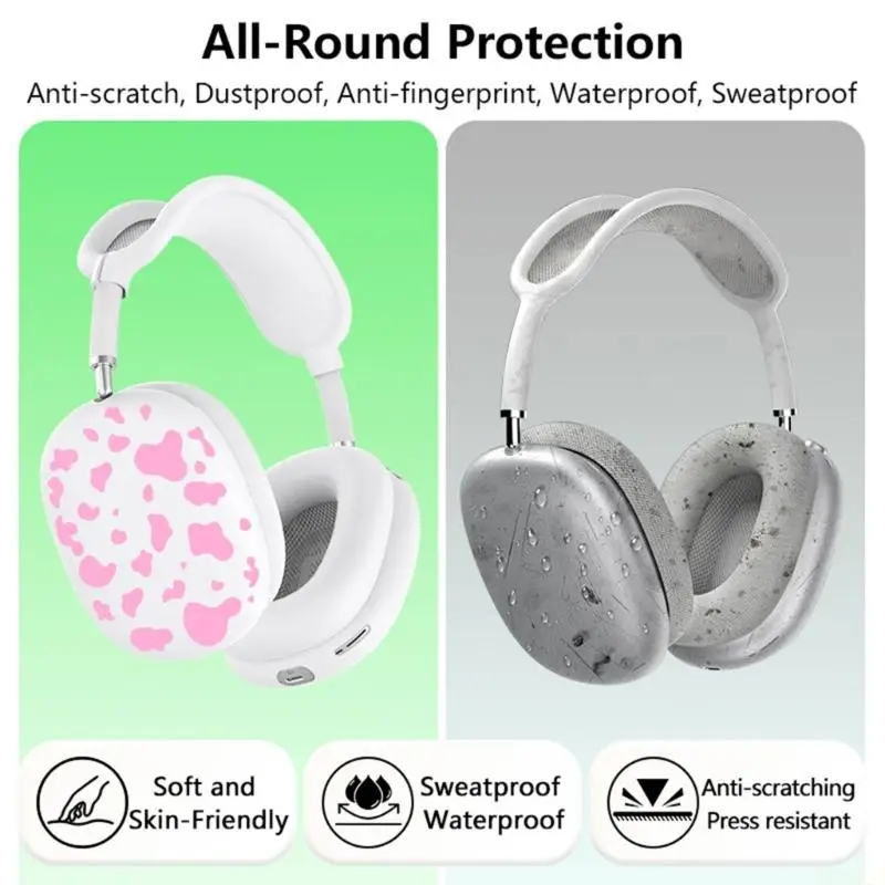 B03F Strong Silicone Skin Having Artistic Cow Print Suits Popular Over Ear Headphones