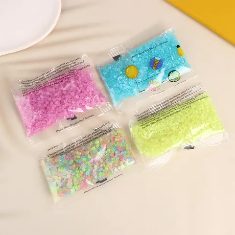 야광 모래 야광 자갈 돌 홈 가든 야외 경로 잔디 장식, 어항 수족관 장식, 3-5mm, 1000 개