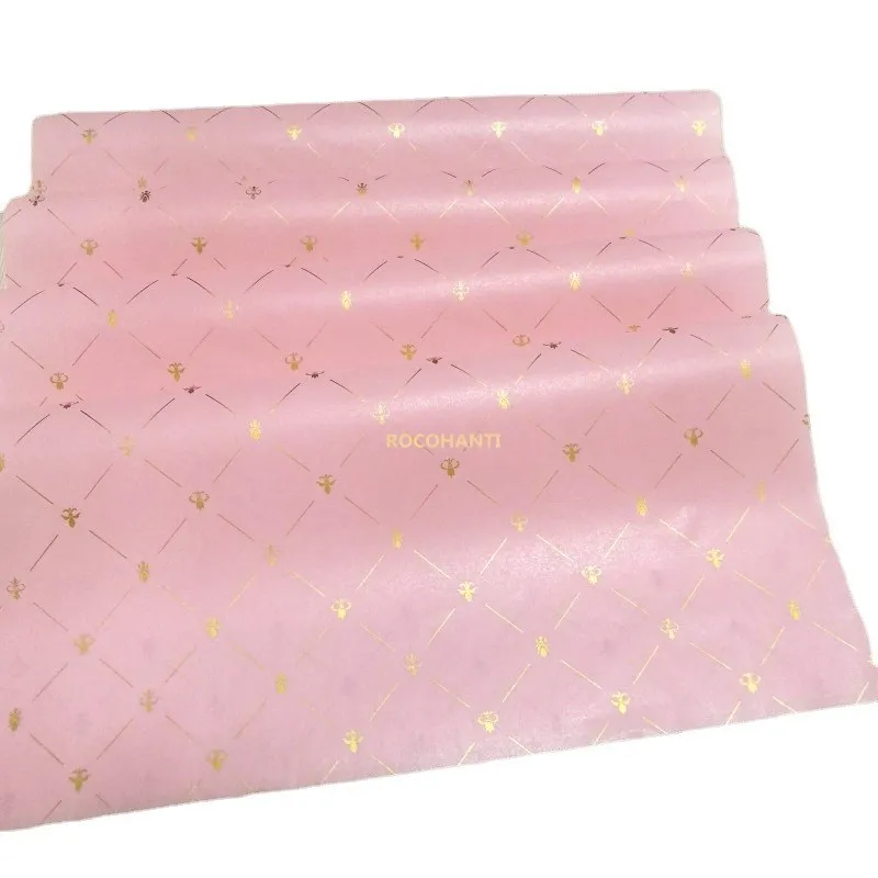 100 sheets Custom Brand Design Printing 17gsm Paper Pink Color Gift Tissue Silk Wrapping Paper With Logo For Clothes