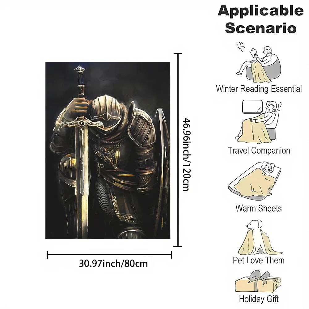 Warrior Print Soft Flannel Throw Blanket - Versatile for Couch, Bed, Office, and Travel - Easy Care, Machine Washable - Perfect