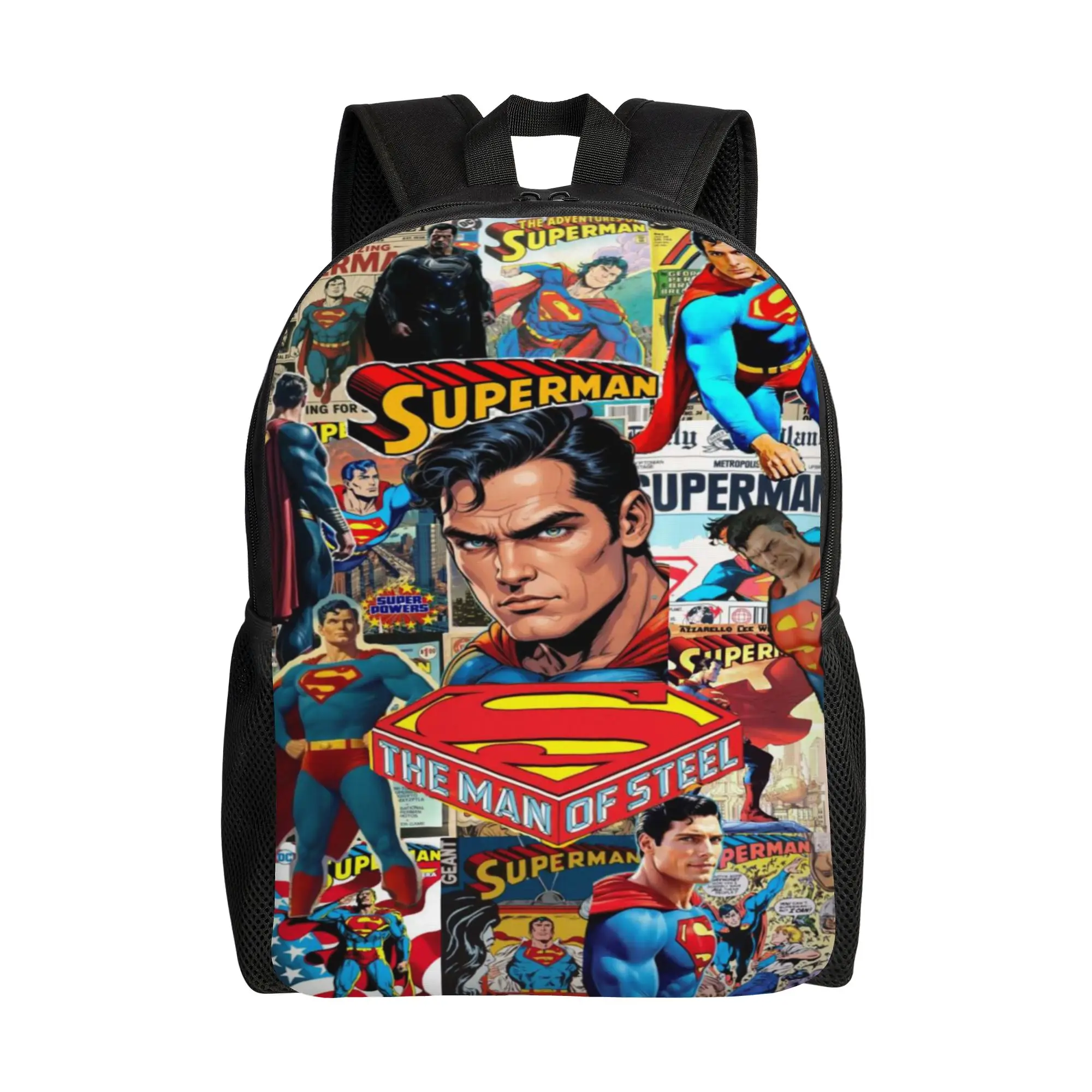Back to school season Superman Comic Book Collage Art Rucksack  Unisex Multi-Function Backpack