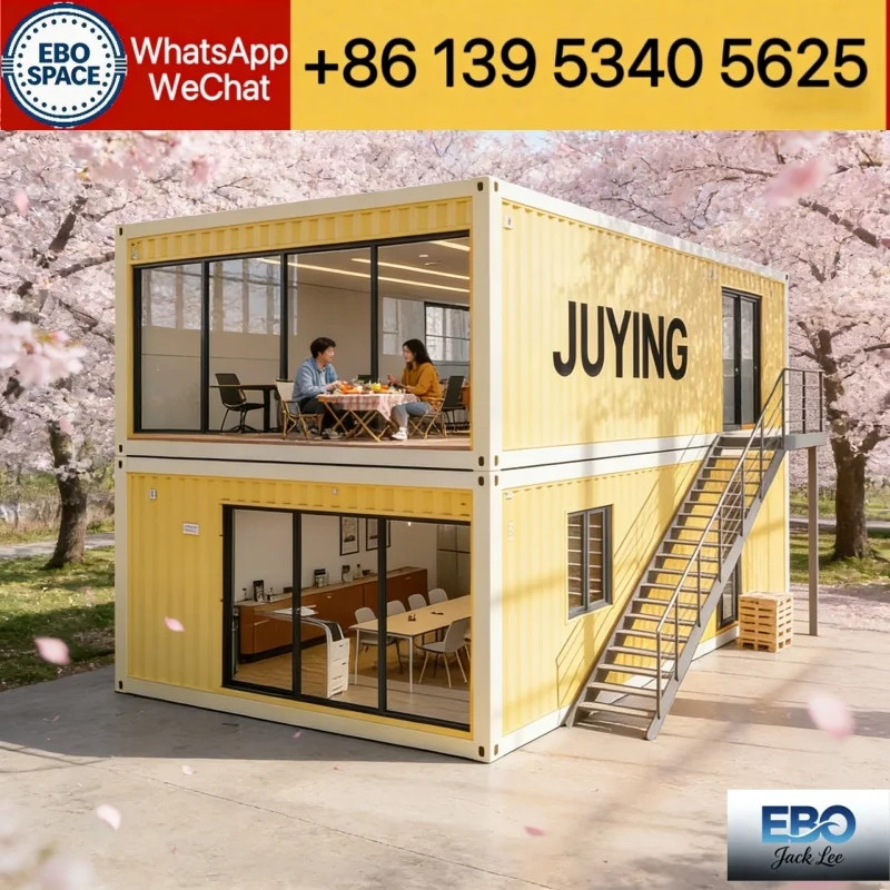Twin-wing Container House: Durable steel structure prefabricated house, customizable multi-purpose container house