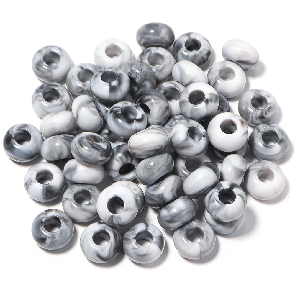 50 Stück/Lot 14×8mm Acrylperlen mit großem Loch, Abstandshalterperlen für die Schmuckherstellung, DIY-Halskette, Armband, Schlüsselanhänger, Zubehör