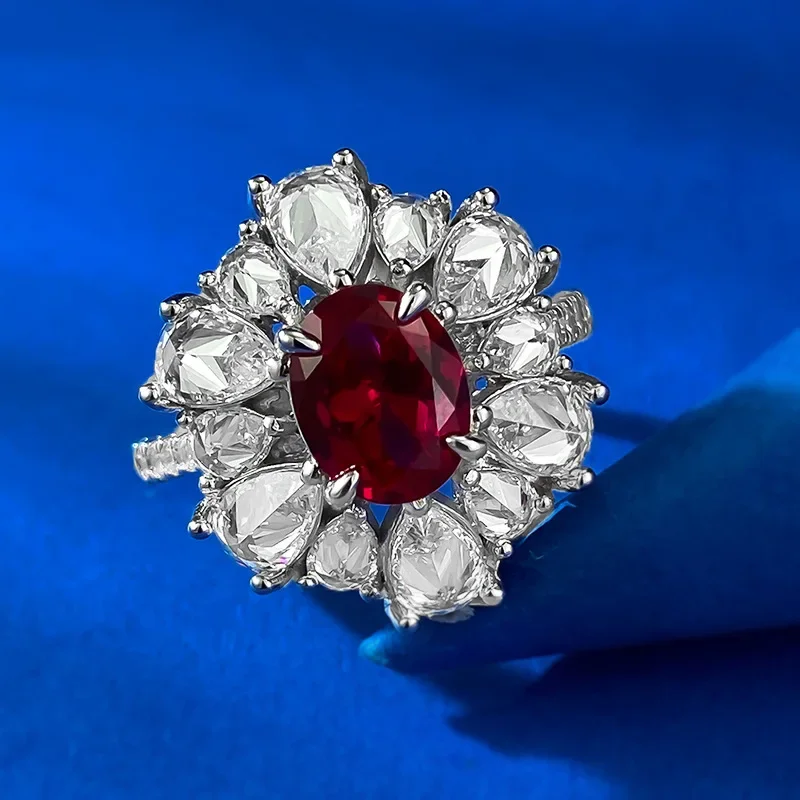 

Новое кольцо S925 Pure, роскошный ретро-набор 8*10, толстые квадратные рубиновые модные уличные аукциональные украшения