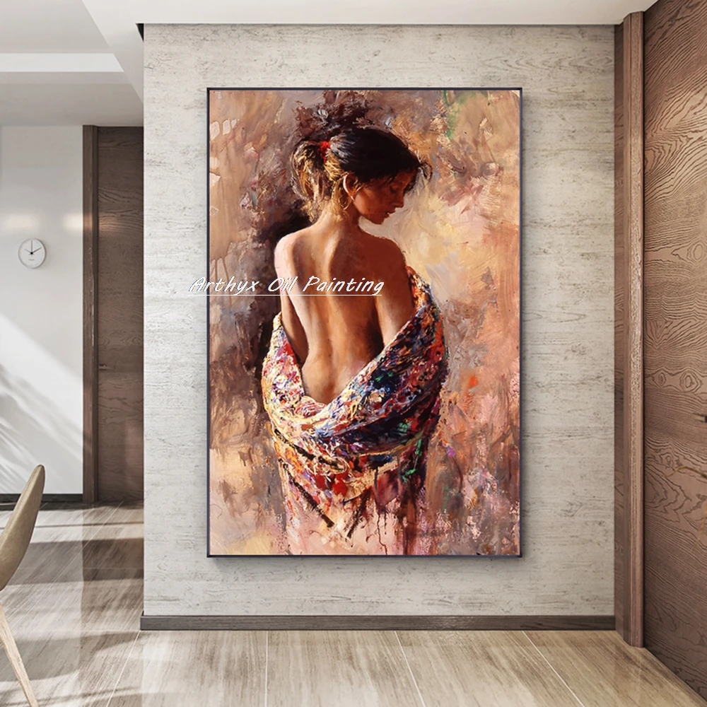 

Arthyx,Hand Painted Sexy Naked Back Girl Oil Painting On Canvas,Modern Wall Art Figure Picture For Living Beroom,Home Decoration