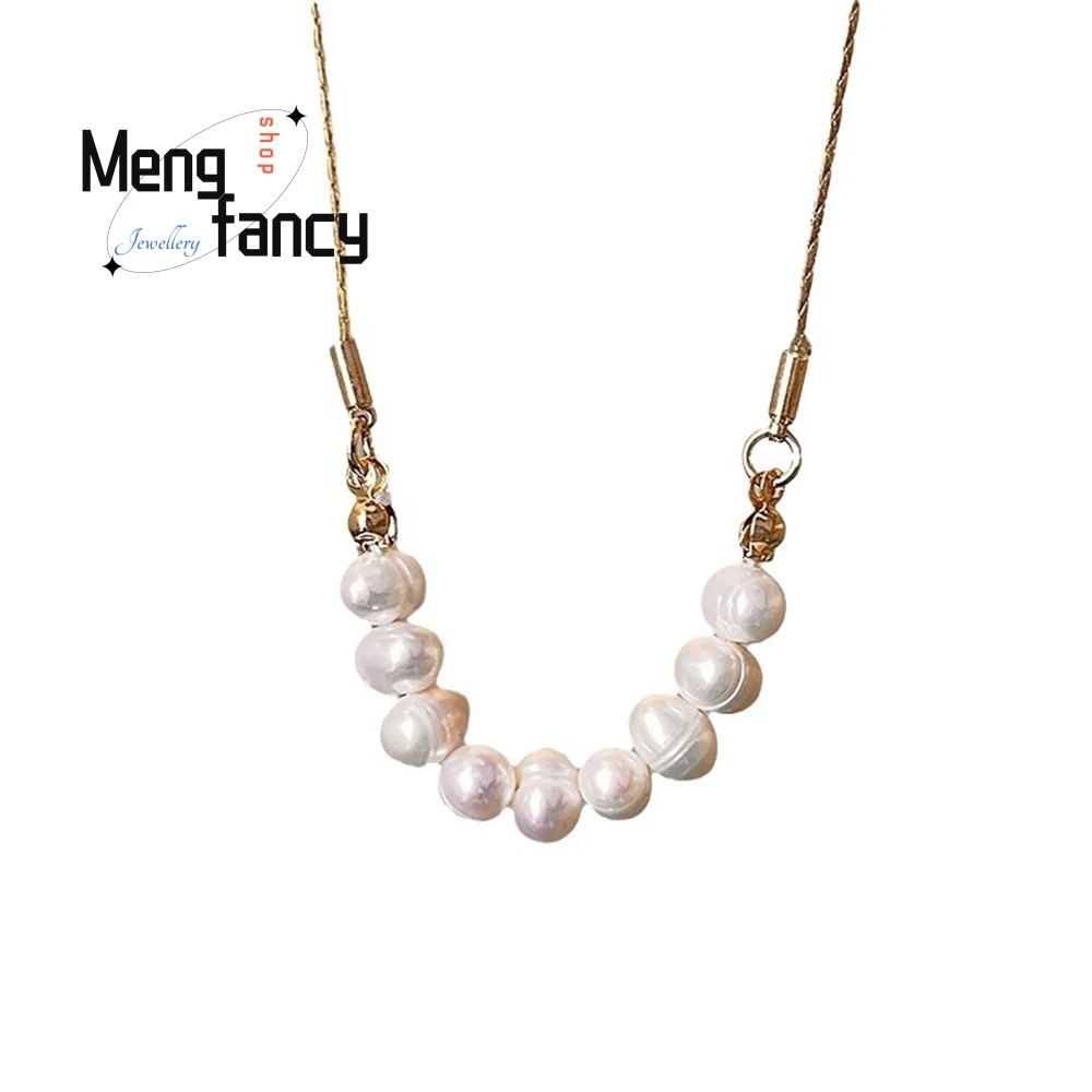 Gold Thread Chain Baroque Irregular-Shaped Freshwater Pearl Necklace, Simple And Cold Style, Individual Elegant Collarbone Chain