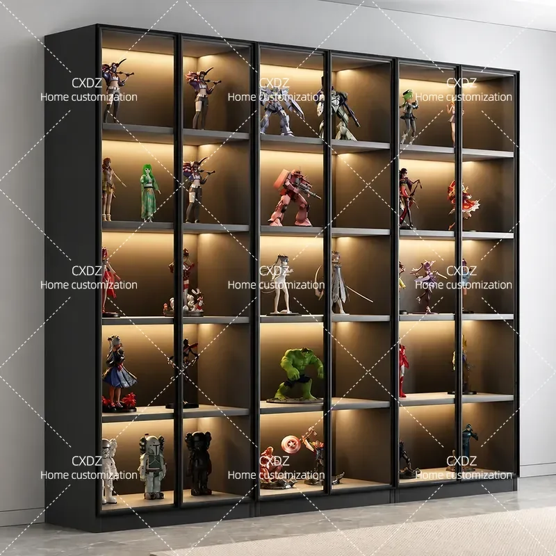 Light Luxury Glass Door Display Cabinet for Figures Dolls Models Home Storage Locker Bookcase Modern Showcase Furniture