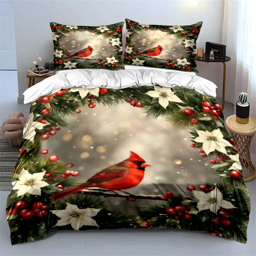 Snowflakes on the branches of a Christmas wreath. Print Duvet Cover Bedding Set Included 1*Duvet Cover 2*Pillowcases