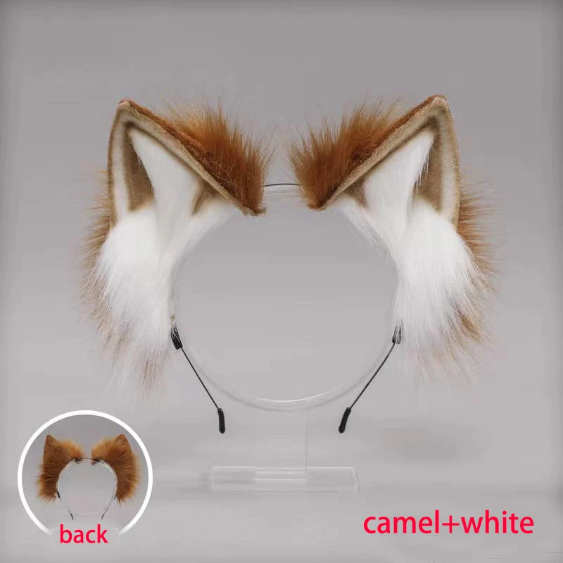 White Plush Fox Ears Headband, White Soft Plush Cat  Ear, Cosplay Anime Ear Hairband, Handmade Cat Ear Head Band