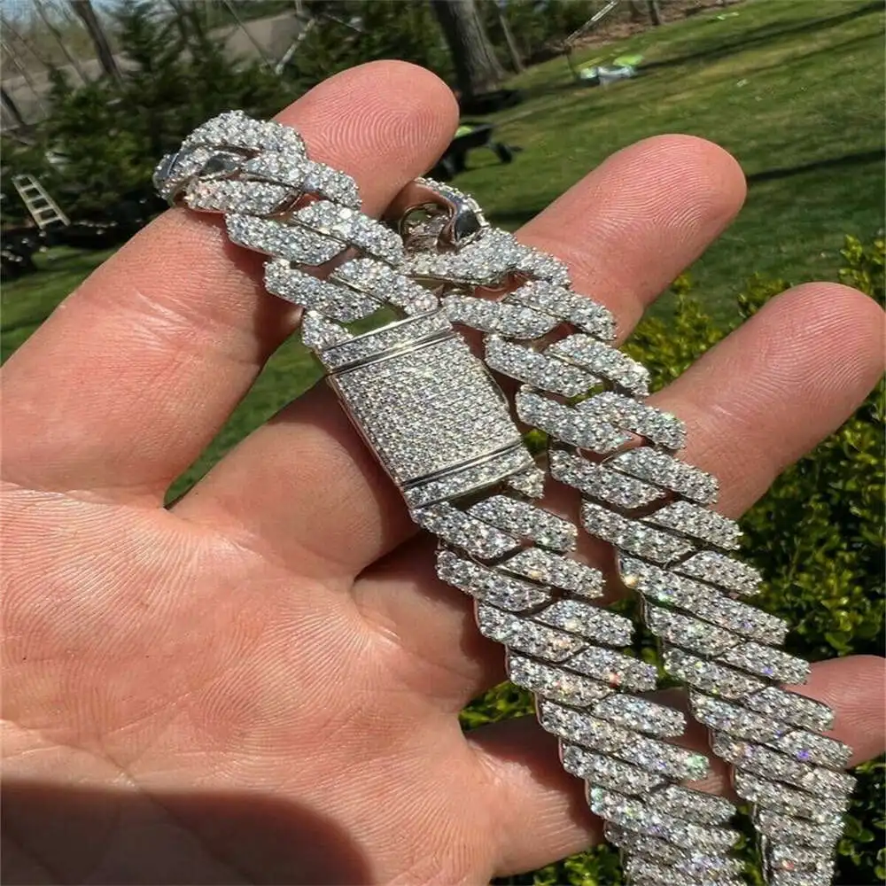 Super September Factory Price Iced Out Chains Silver S925 14mm Vvs Moissanite Moissanite Chain Necklace Women and Men