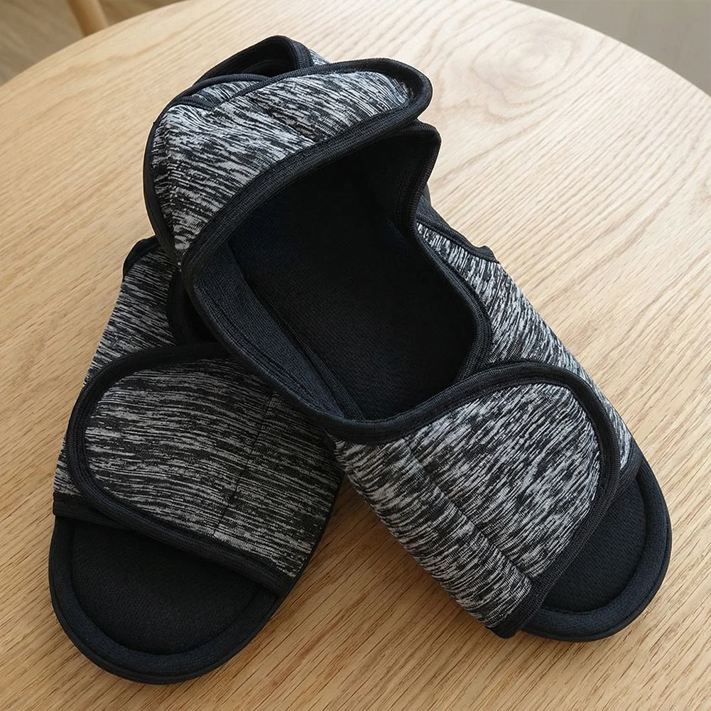 Hook and Loop Fastener Shoes Adjustable Slip- Edema Footwear Non-Slip Wide Open Toe Sandals for Indoor Outdoor