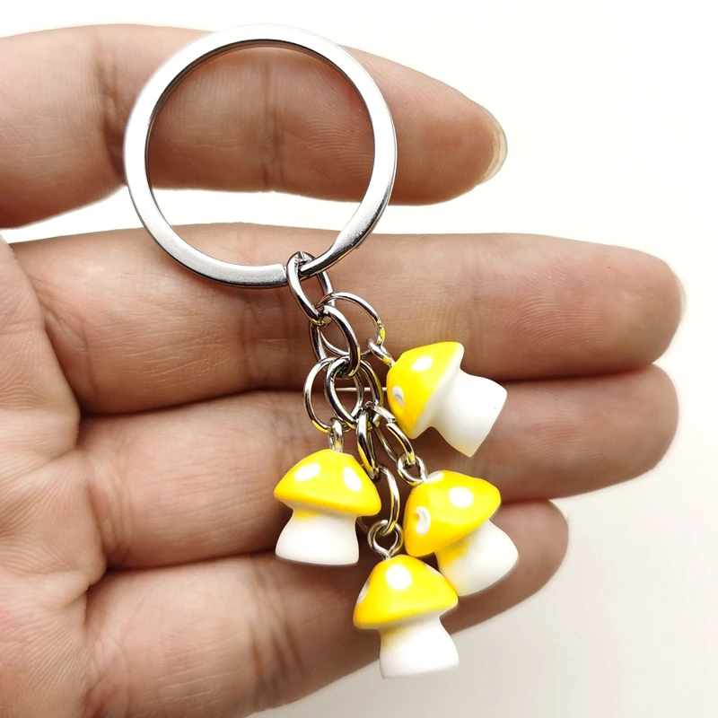 Cute Cartoon Mushroom Keychain Resin PendantKeychain Color Mushrooms Keychain Forest Fairy Party Men or Woman Jewelry Gift