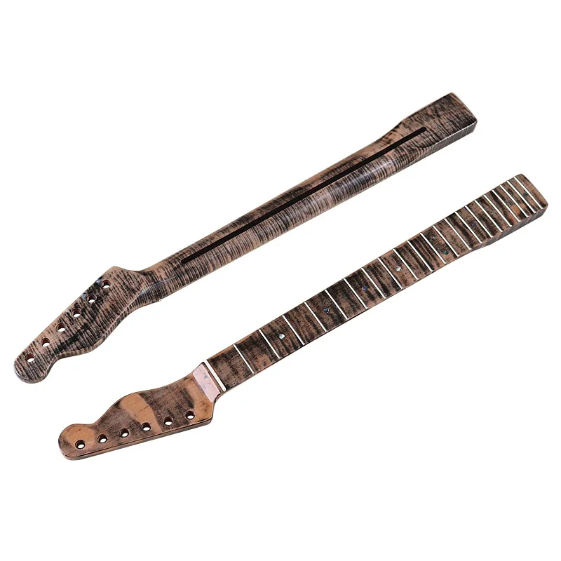 

Electric guitar neck polished tiger pattern gloss 6 strings 21 frets one piece 5.6cm wide DIY guitar handle accessories