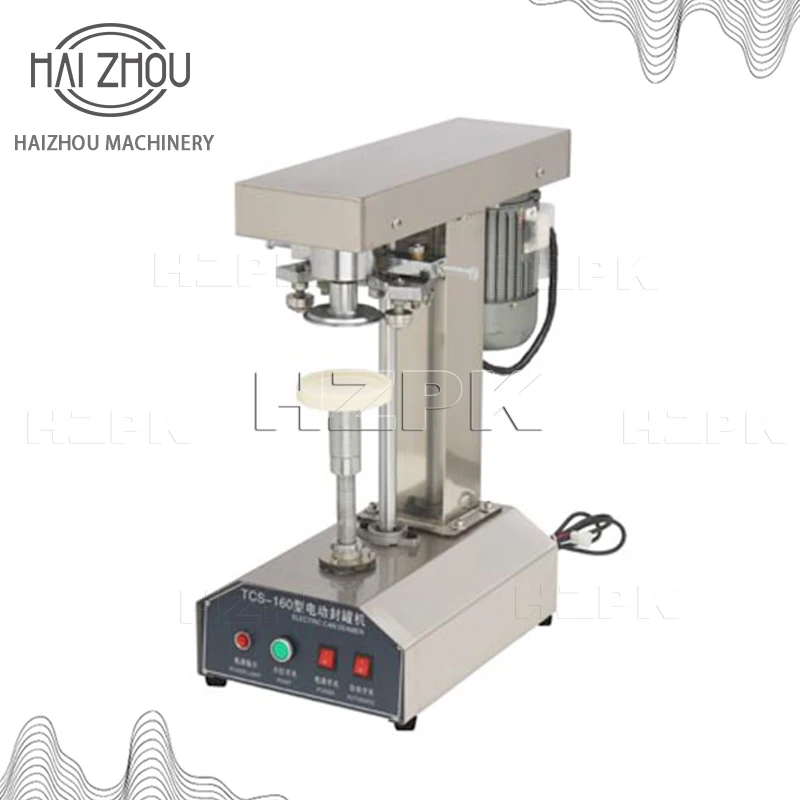 HAIZHOU Automatic Tin Lid Sealing Machine for Metal Cans, Suitable for Beverage, Food, and Cosmetics TCS-160