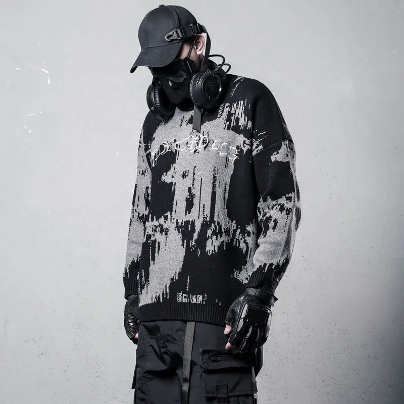Designer Design Dark Personality Splash-Paint Printed Sweater Street Idle Style Knitwear Women's Fashion Loose Sweater Men