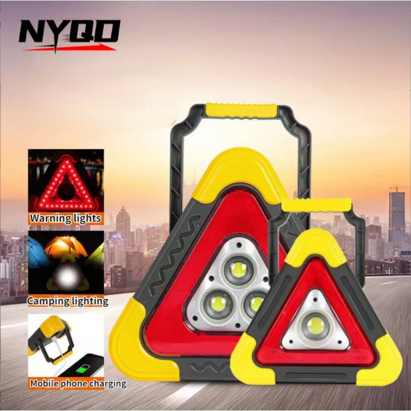 Automotive Tripod Car Triangle Warning Signs Automatically Light Up Tripod Parking Reflective Solar Emergency Lights