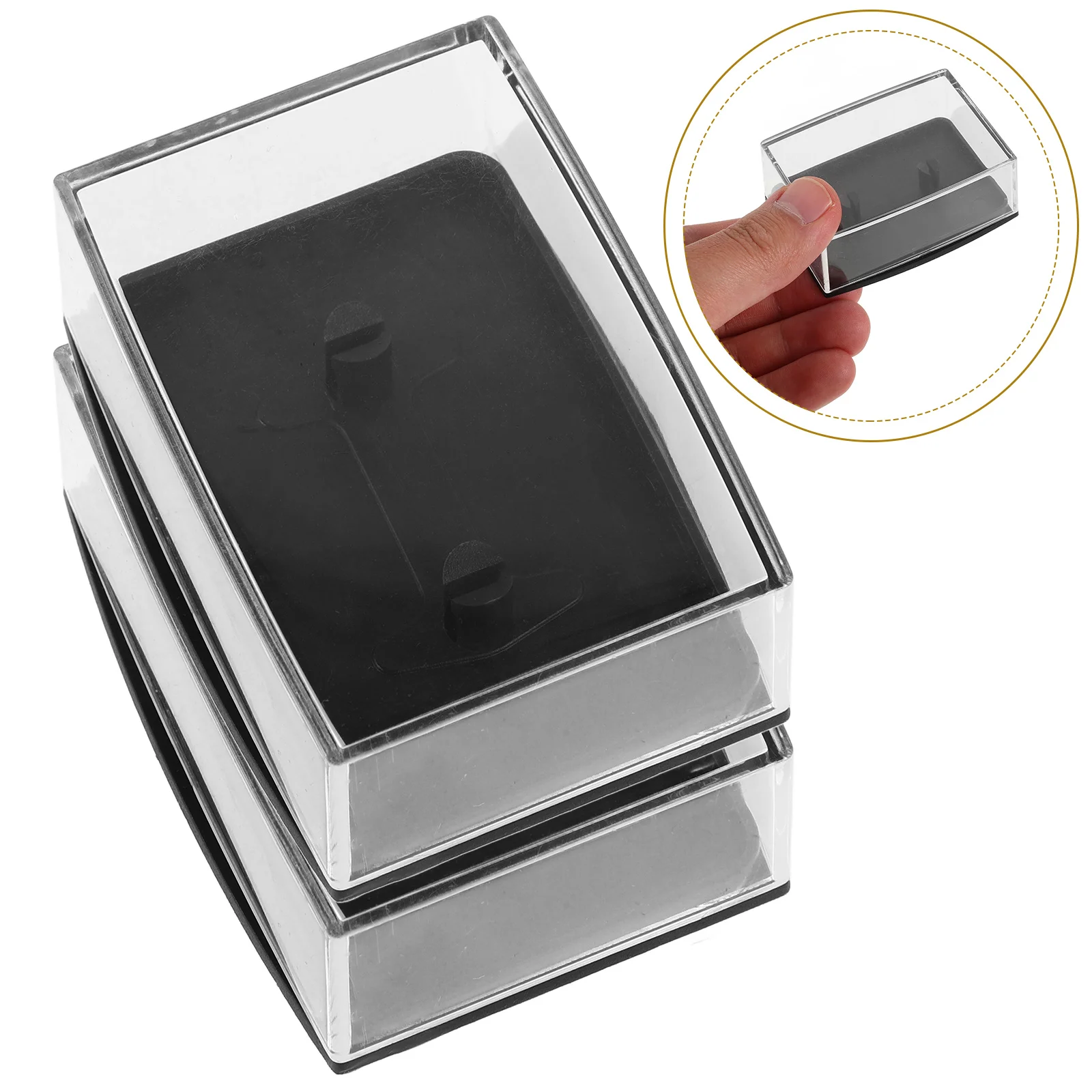 

2pcs Square Cufflink Double Slots Storage Display Multi Use Brooch Pins Organizer Transparent Plastic Mens Jewelry Box