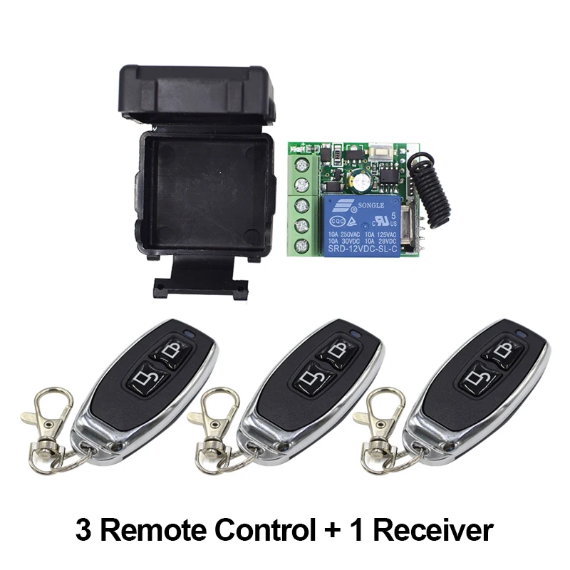 433Mhz Universal Gate Remote Control Switch DC 12V 24V 10A Relay Receiver Mini Module Remote Control for Gate LED Garage Door