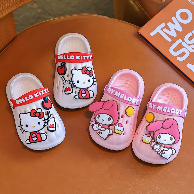 Sanrio Children\'s Fashion Cartoon Sandals and Slippers Summer Boys and Girls Anti Slip Soft Soles Infants Children Hole Shoes