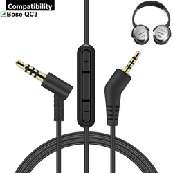 OFC Replacement Cable Extension Cord Flight Airline Airplane Adapter for Bose QuietComfort 3 QC3 Headphones