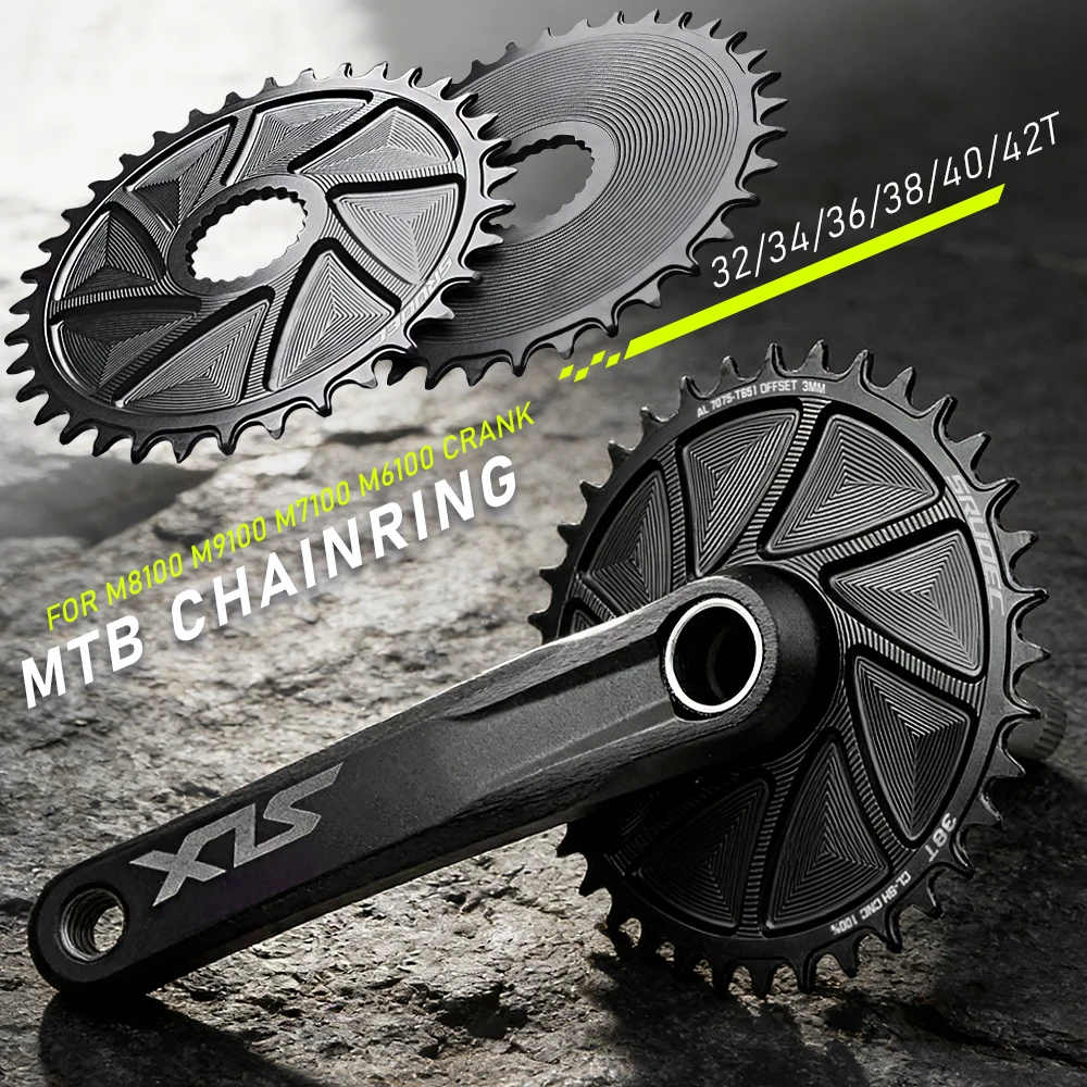 

KRSEC MTB Chainring Wide Narrow Teeth CNC 7075 Aluminum Alloy For SHIMANO M8100 M9100 M7100 M6100 Crankset XT/SLX Crank Parts