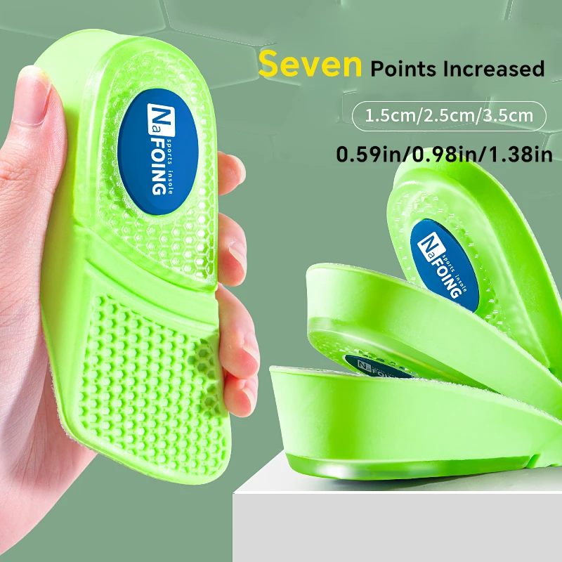 1 Pair Premium Men's Invisible Height Increased Insoles, Green TPU Soft Strong Rebound Half Pads Comfortable for All-Day Wear