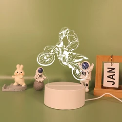 Motorcycle Hot  3D Led Night Lamp Acrylic Lights Gift Creative Table Bedside