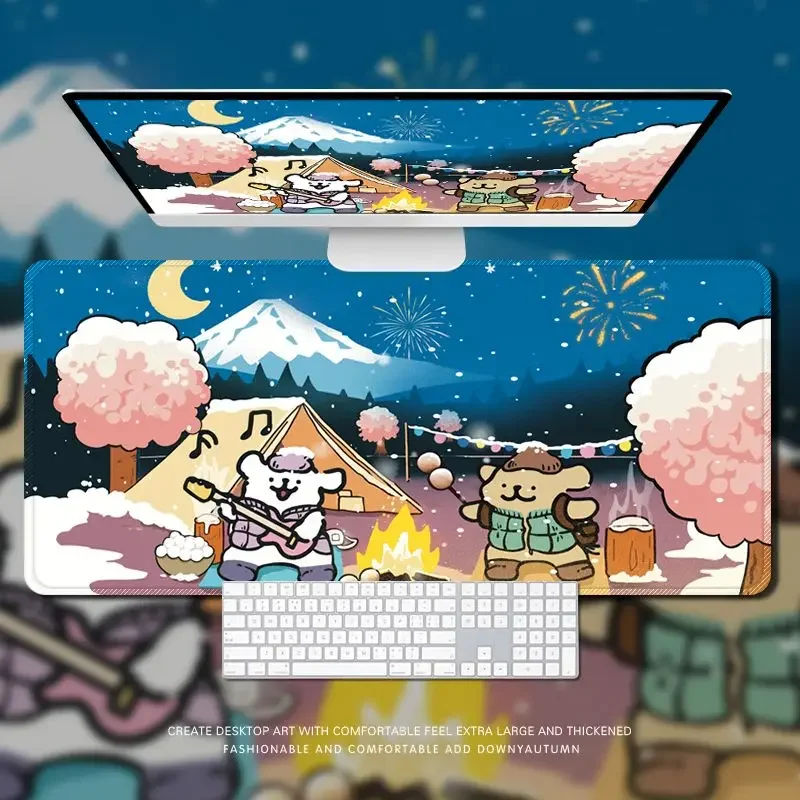 Cute Line Art Dog Kawaii Mouse Pad - Extra Large Cartoon Desk Mat for Office/Dorm, Non-Slip Keyboard Pad for Computer & Laptop