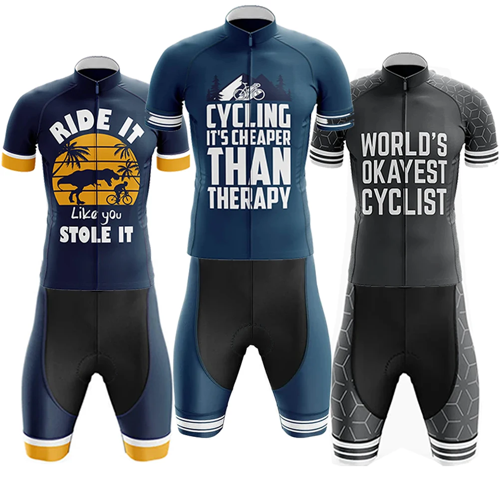 Más barato que terapia equipo de bicicleta Maillot de manga corta Ciclismo hombres Ciclismo Jersey conjunto verano transpirable Ciclismo ropa traje