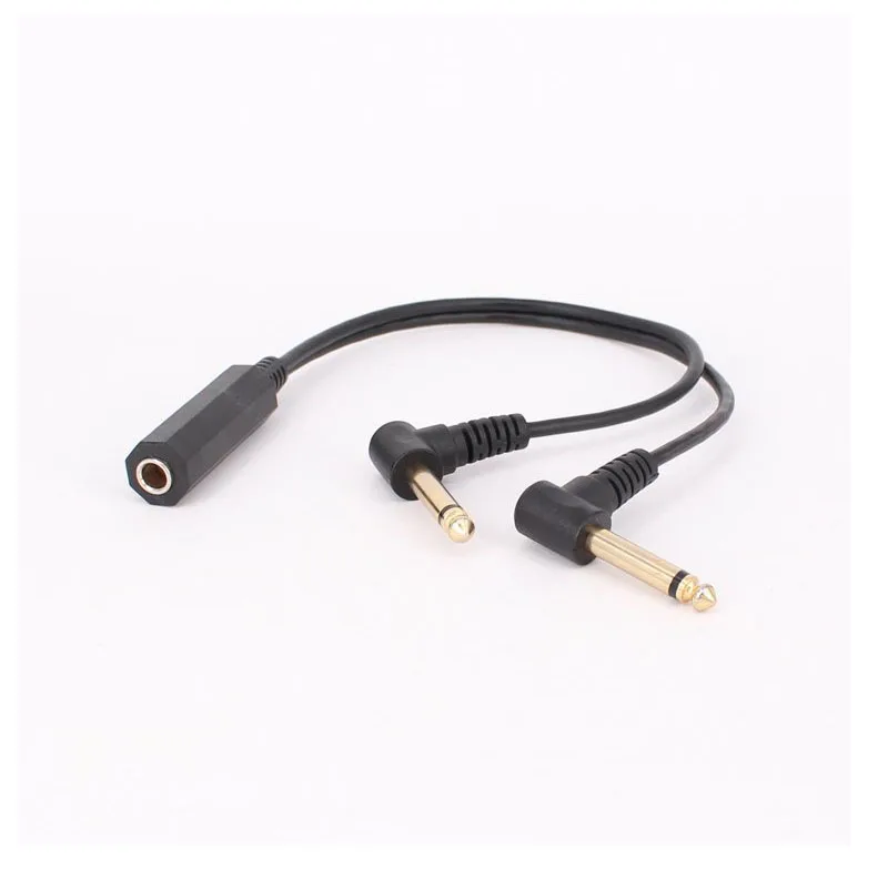 3.5mm 1/8 inch TRS Stereo Female Jack to Dual 1/4 6.35mm Male Plug Mono TS Right Angle Audio Y Splitter Cable High Quality