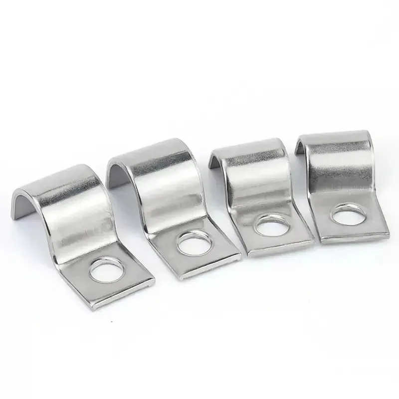 304 Stainless Steel P‑Type Pipe Clamp M8‑M20 Single Double Side Horse Riding Clip for Tube Fastening  Mechanical Pipeline Fixing