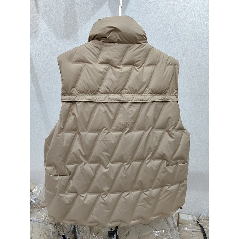 Schinteon Women White Duck Down Vest Casual Autumn Winter Warm Korean Style Stand Collar Sleeveless Jacket 2024 New