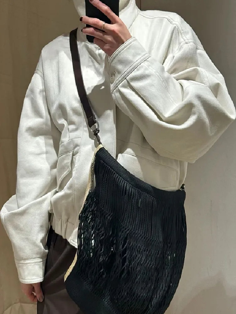 عارضة Sle المرأة ort Jaet الوقوف طوق السائق الملابس فضفاضة تناسب معطف جلد عارضة تنوعا فام Faion #2