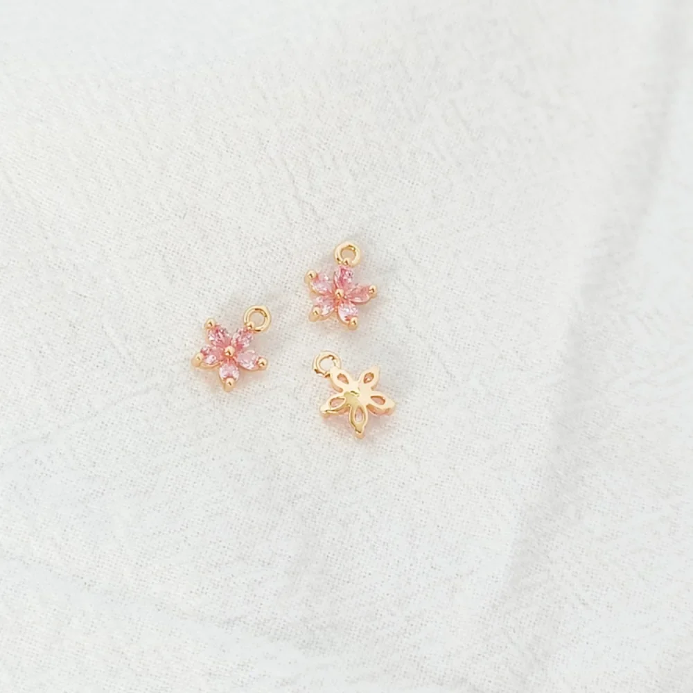 قلادة على شكل زهرة من الزركونيوم بخمس أوراق مطلية بالذهب عيار 14 قيراط، قلادة على شكل زهرة صغيرة يمكنك صنعها بنفسك، مادة إكسسوارات السوار #5